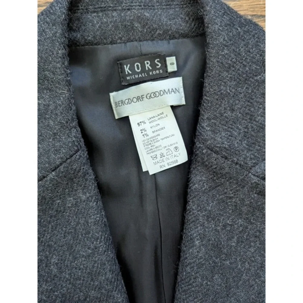 KORS Michael Kors Bergdorf Goodman Gray Wool Blazer Sz 8 Made‎ In Italy Luxury